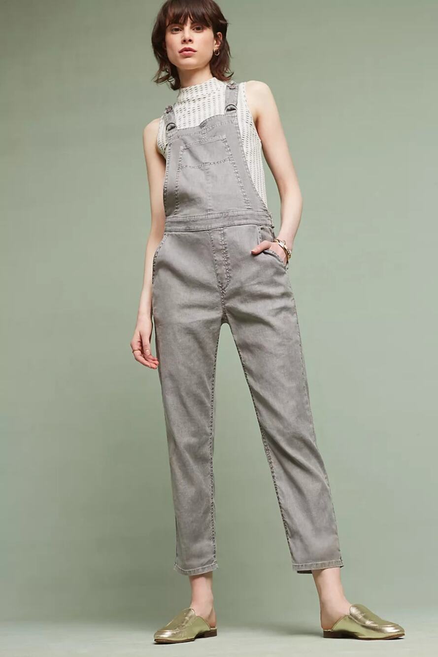 Level 99 Melanie Denim Straight Leg Casual Overalls Gray XS